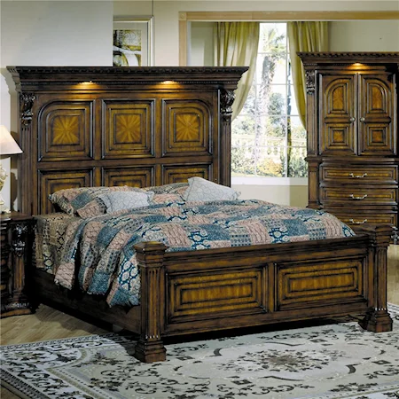 Traditional California King Panel Bed with High Headboard